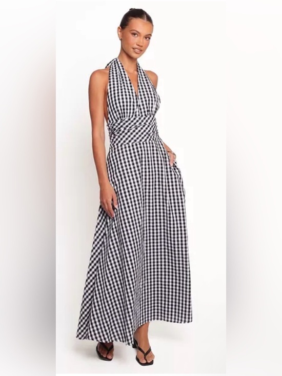 Ecowish Dresses & Skirts - ECOWISH GINGHAM HALTER MAXI DRESS